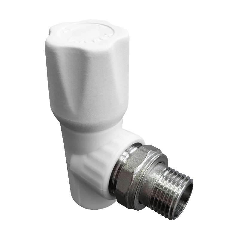 Кран PP-R шаровой белый НР Дн 25х3/4" угловой для радиатора VALFEX 10148025